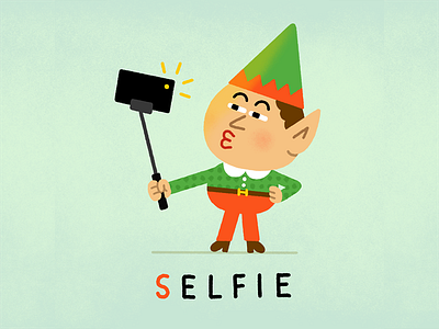 S Elfie character christmas duck face elf elves holiday kiss photo selfie typography