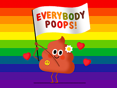 Everybody Poops! character fun happy illustration love peace poop shit smile typography vintage