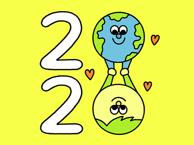 2020, The Year of the Planet activism character climate change earth fun illustration vintage