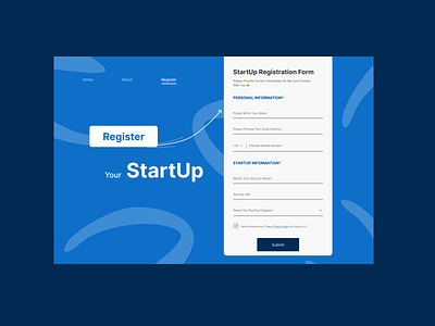 SignUp Form For StartUp Registration blue color forms blue form dailyui form design registration form design signup form ui user inferface