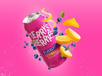 Terry's Berries Flavour Profile alchohol blueberry branding can drink illustration lemon lemonade lettering logo product design toronto typography