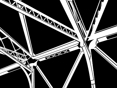 Building Bridges bridge design illustration lines metal mural shadows vector