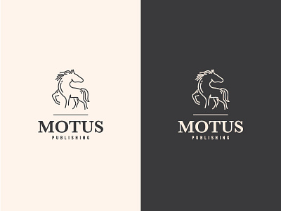 Motus Publishing Logo animal book branding horse lines logo publishing typography