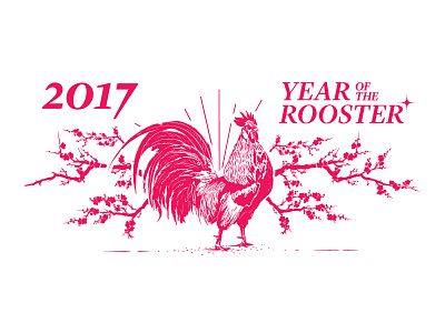 2017 - Year of the Rooster bird chicken china chinese new year farm illustration new year red rooster typography