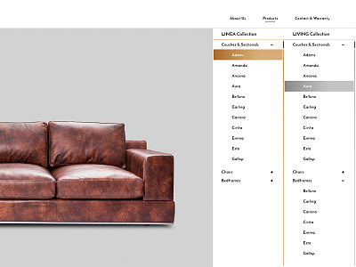 Product Menu - Furniture Website
