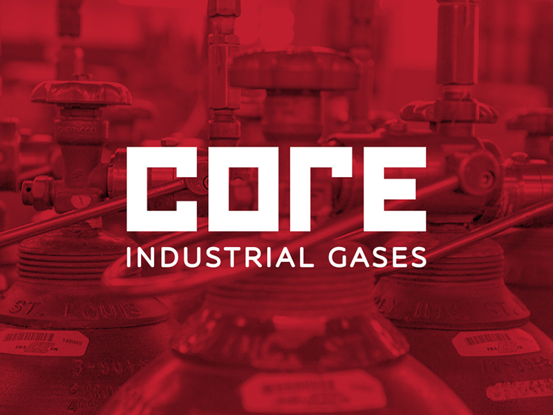 CORE Industrial Gases factory toronto wordmark commercial industrial red branding logo gas