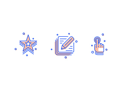 Presentation Icons blue hand icon icon set icons illustration lineart linework paper peach star
