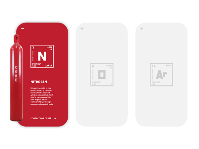 CORE Tank Product Cards app design card gas industrial periodic table red typography web web design