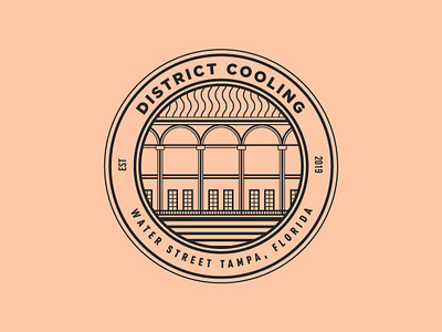 District Cooling Badge badge crest florida illustration lineart linework vintage