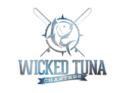 Wicked Tuna Charters boat branding fish fishing lettering logo nautical ocean typography