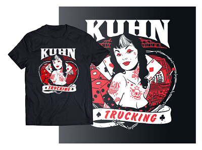 T-Shirt design for Kuhn Trucking games illustration kuhn trucking pin up poker retro sexy slot t shirt tattoo woman