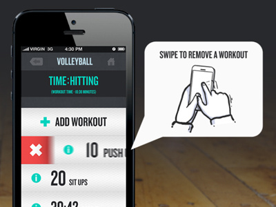 Edit Workout - Swipe app app design iphone