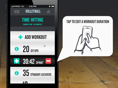 Edit Workout Duration app app design iphone