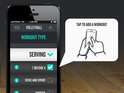 Workout Selection app app design iphone