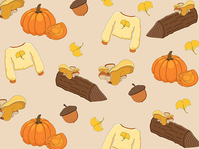 Autumn Vibes_1 autumn design fall food forest illustration orange pattern pumpkin
