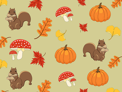 Autumn Vibes_2 autum autumn design fall food forest illustration pattern