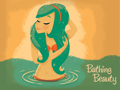 Girl Test 1 - Bathing Beauty bathing beauty girl illustration swimming texture vintage water