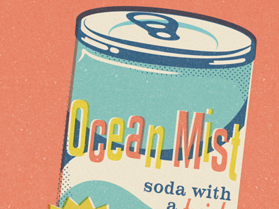 Ocean Mist Soda can halftone illustration mist ocean soda