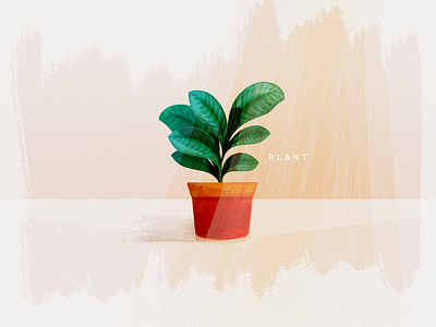 Potted Plant green illustration leafy plant texture