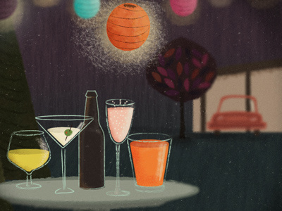 Party with drinks animation drinks illustration party texture trees vintage