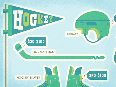 Hockey equipment hockey icons illustration