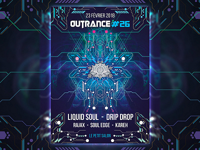 Outrance #26 Flyer france geometry outrance psychedelic psytrance sacred