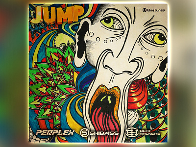 Perplex, Shibass & Beat hackers single artwork face jump psychedelic