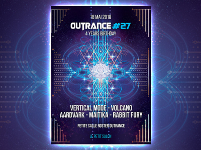 Outrance Birthday Flyer artwork france lyon night outrance party psychedelic psytrance