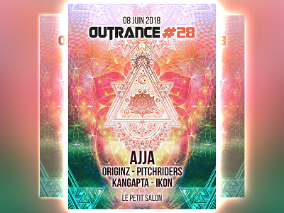 Outrance#28 Flyer ajja france geeometry lyon moon outrance psychedelic psytrance sacred summer sun