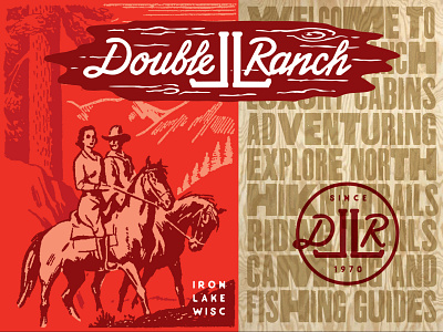 Double L Ranch 3 branding cabin camping fishing hiking lake lodge logo northwoods outdoors ranch rustic typography