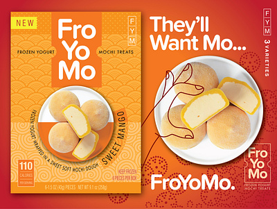 FroYoMo Frozen Yogurt Mochi Concept branding frozen yogurt logo package design typography