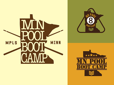 MN Pool Boot Camp 2 billiards branding cue cueball design eightball illustration logo pool typography