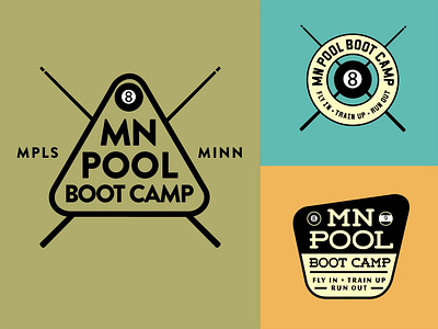 MN Pool Boot Camp 3 billiards branding cue cueball design illustration logo pool typography
