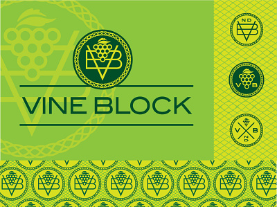 Vine Block Wine Distributor logo badge branding grapes logo monogram typography wine