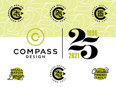 Compass Design 25 Years logo 25 years anniversary branding compass design logo minneapolis minnesota package design typography