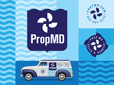 Prop MD Brand Identity boat branding fishing lake logo medical parts propeller repair waves