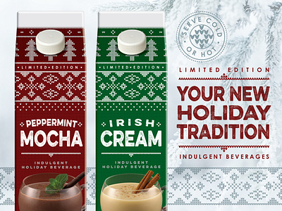 Holiday Beverage Concept beverage chocolate cinnamon holiday irish cream limited edition package design peppermint product photography sweater typography