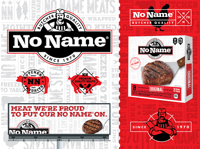 No Name Steaks Redesign beef billboard branding butcher chicken fish illustration logo meat package design typography