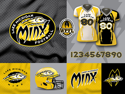 Lake Michigan Minx Women's Pro Football Team applications branding football helmet icons jersey lake michigan logo typography uniform women