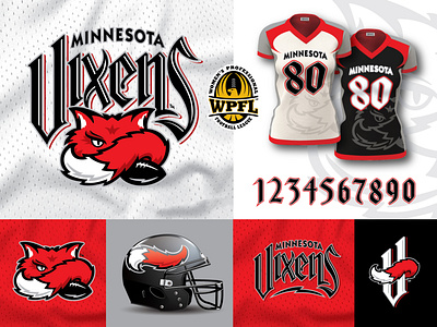 Minnesota Vixens Women's Pro Football Team applications branding football fox helmet icons illustration jersey logo minnesota tail typography uniform women