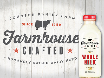 Farmhouse Crafted Milk branding dairy logo package design typography