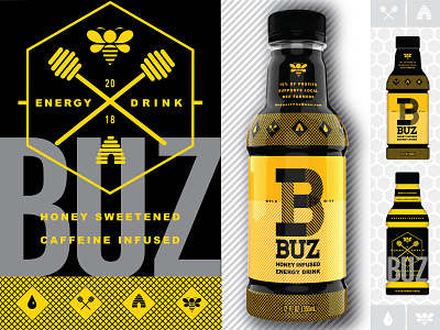 Buzz Beverage bottle design branding energy drink logo package design typography