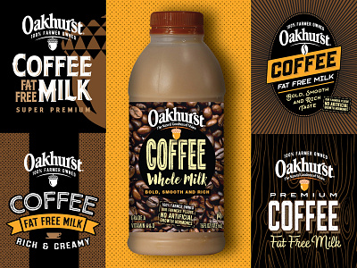 Oakhurst Coffee bottle design branding dairy logo package design typography