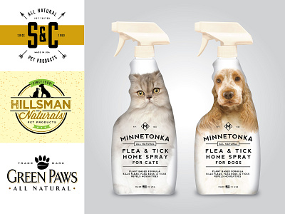 Pet Spray branding cat dog logo package design pets typography