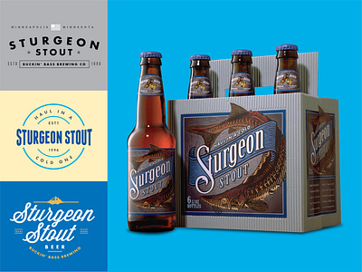 Sturgeon Stout Beer beer branding branding brewing company logo naming package design typography