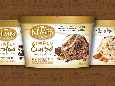 Kemps Simply Crafted Ice Cream branding dairy ice cream logo naming package design typography