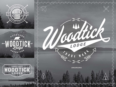 Woodtick Lodge Logos 1 branding camping lake logo nature northwoods outdoors rustic typography