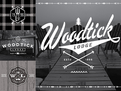 Woodtick Lodge Logos 2 branding cabin camping logo northwoods outdoors rustic typography