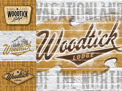 Woodtick Lodge Logos 4 branding cabin camping lake logo northwoods outdoors rustic typography