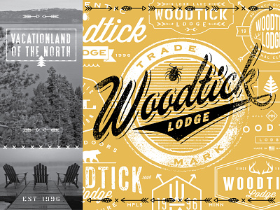 Woodtick Lodge Logos 6 branding cabin camping lake logo northwoods outdoors resort rustic typography